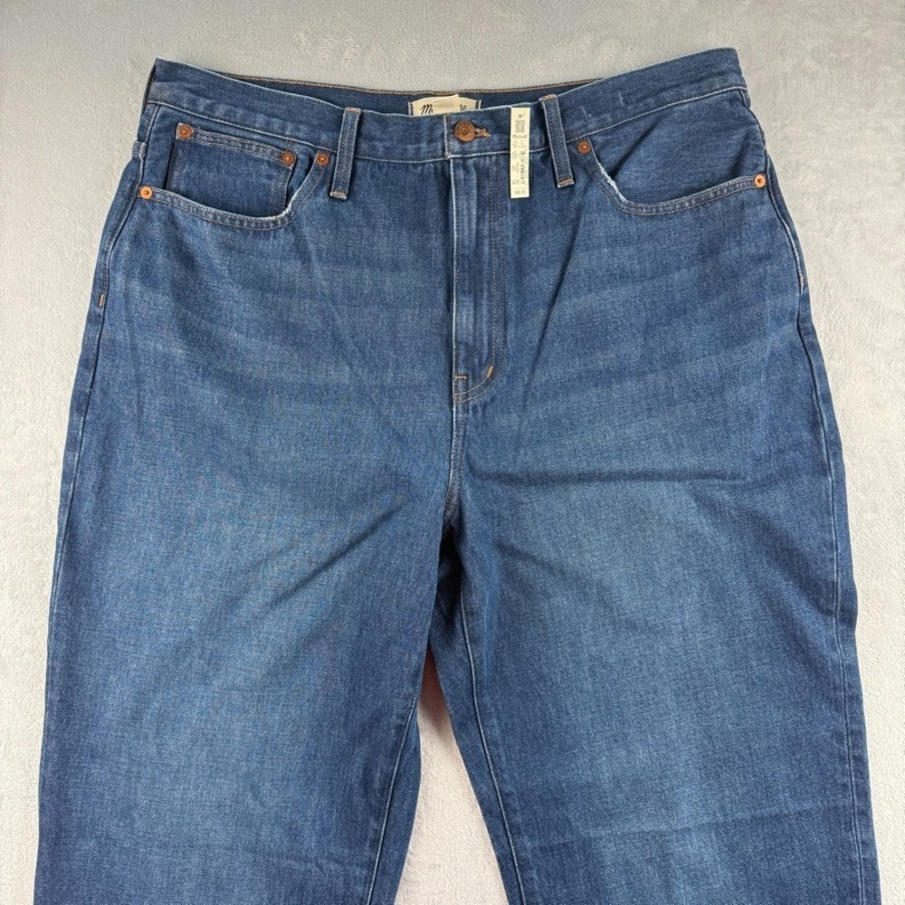 Madewell Jeans Womens 33 Blue Baggy Straight Stretch Dark Wash Denim